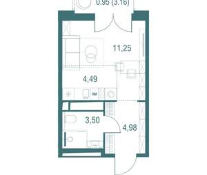 Студия квартира, вторичка, 25м2, 11/24 этаж