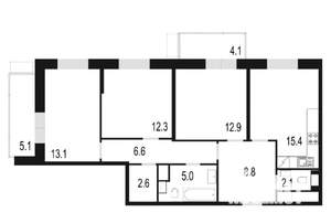 3-к квартира, вторичка, 88м2, 22/25 этаж