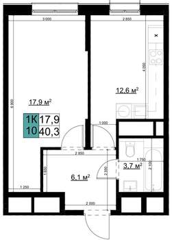 1-к квартира, вторичка, 40м2, 22/24 этаж