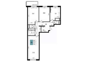 3-к квартира, строящийся дом, 79м2, 11/25 этаж