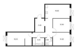 3-к квартира, вторичка, 87м2, 3/25 этаж