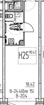 1-к квартира, вторичка, 23м2, 7/16 этаж