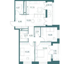 4-к квартира, вторичка, 83м2, 18/24 этаж