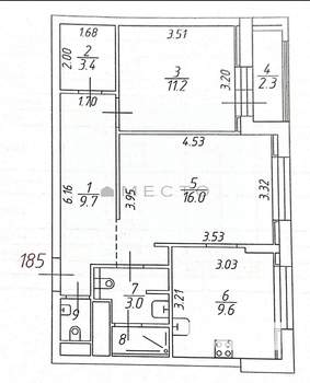 2-к квартира, вторичка, 59м2, 21/25 этаж