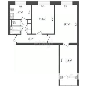 3-к квартира, вторичка, 63м2, 12/12 этаж