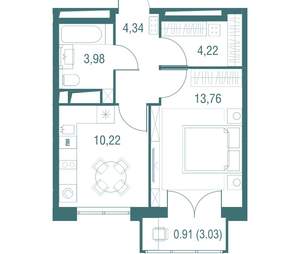 1-к квартира, вторичка, 37м2, 10/24 этаж