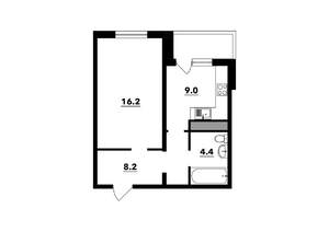 1-к квартира, вторичка, 39м2, 2/25 этаж