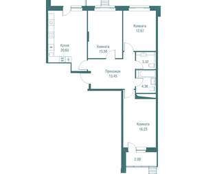 3-к квартира, вторичка, 91м2, 22/24 этаж