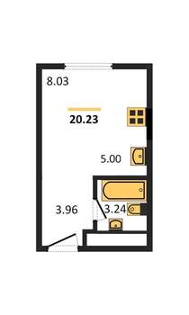 Студия квартира, вторичка, 20м2, 18/25 этаж