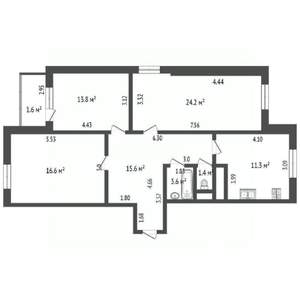 3-к квартира, вторичка, 87м2, 25/25 этаж