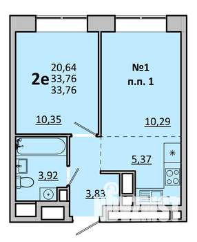 2-к квартира, вторичка, 34м2, 13/17 этаж