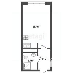Студия квартира, вторичка, 39м2, 24/24 этаж