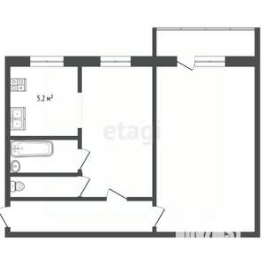 2-к квартира, вторичка, 44м2, 5/5 этаж