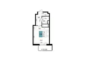 Студия квартира, строящийся дом, 25м2, 18/25 этаж