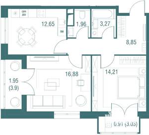 2-к квартира, вторичка, 61м2, 15/24 этаж