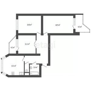 3-к квартира, вторичка, 76м2, 6/17 этаж