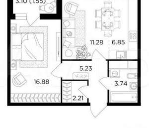 1-к квартира, вторичка, 48м2, 4/24 этаж