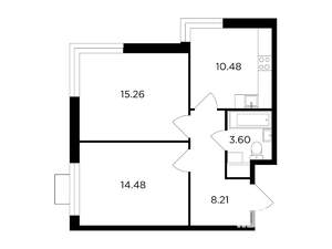 2-к квартира, строящийся дом, 52м2, 4/24 этаж