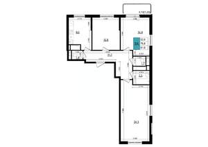 3-к квартира, строящийся дом, 81м2, 24/25 этаж