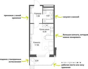 1-к квартира, строящийся дом, 39м2, 12/24 этаж