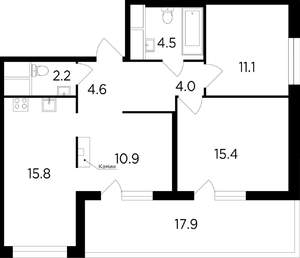 3-к квартира, вторичка, 77м2, 12/18 этаж