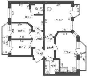 4-к квартира, вторичка, 119м2, 5/15 этаж