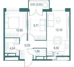 3-к квартира, вторичка, 52м2, 23/24 этаж