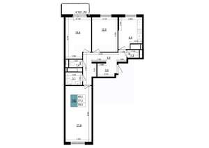 3-к квартира, строящийся дом, 79м2, 24/25 этаж