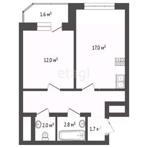 2-к квартира, вторичка, 50м2, 5/24 этаж