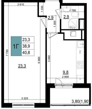 1-к квартира, вторичка, 41м2, 11/25 этаж