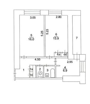 2-к квартира, вторичка, 50м2, 7/9 этаж