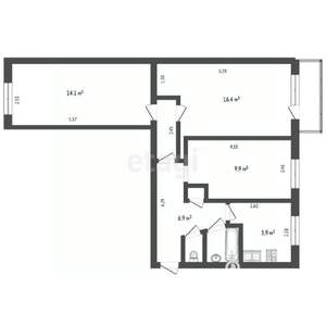3-к квартира, вторичка, 59м2, 2/5 этаж