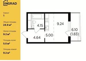 Студия квартира, вторичка, 30м2, 19/26 этаж