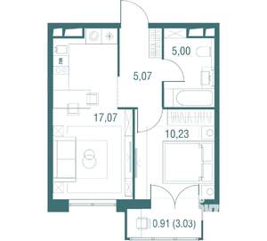 1-к квартира, вторичка, 38м2, 9/24 этаж