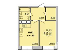 1-к квартира, вторичка, 35м2, 9/17 этаж