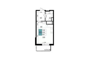 Студия квартира, строящийся дом, 28м2, 15/25 этаж