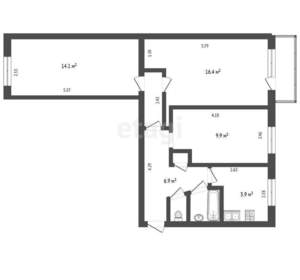 3-к квартира, вторичка, 59м2, 2/5 этаж