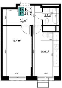 1-к квартира, вторичка, 42м2, 19/25 этаж