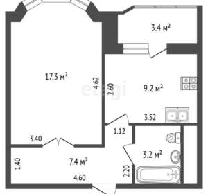 1-к квартира, вторичка, 37м2, 17/20 этаж