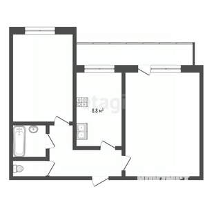 2-к квартира, вторичка, 50м2, 9/9 этаж