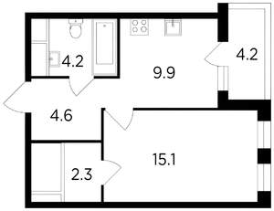 1-к квартира, вторичка, 38м2, 8/15 этаж