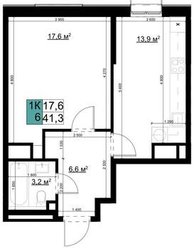 1-к квартира, вторичка, 41м2, 23/24 этаж