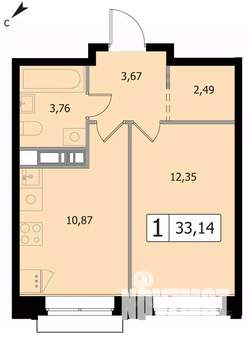 1-к квартира, вторичка, 33м2, 5/17 этаж