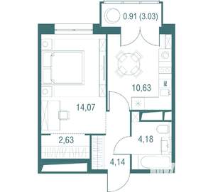 1-к квартира, вторичка, 37м2, 14/24 этаж