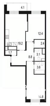 2-к квартира, вторичка, 70м2, 23/25 этаж