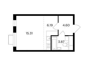 Студия квартира, строящийся дом, 30м2, 4/24 этаж