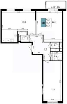 2-к квартира, строящийся дом, 81м2, 5/25 этаж
