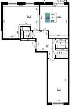 2-к квартира, вторичка, 81м2, 23/25 этаж