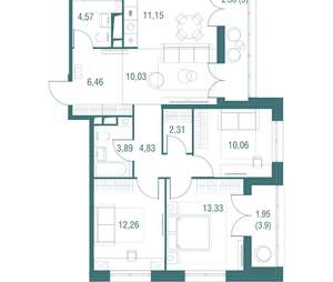 4-к квартира, вторичка, 83м2, 11/24 этаж