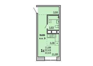 Студия квартира, вторичка, 23м2, 9/17 этаж
